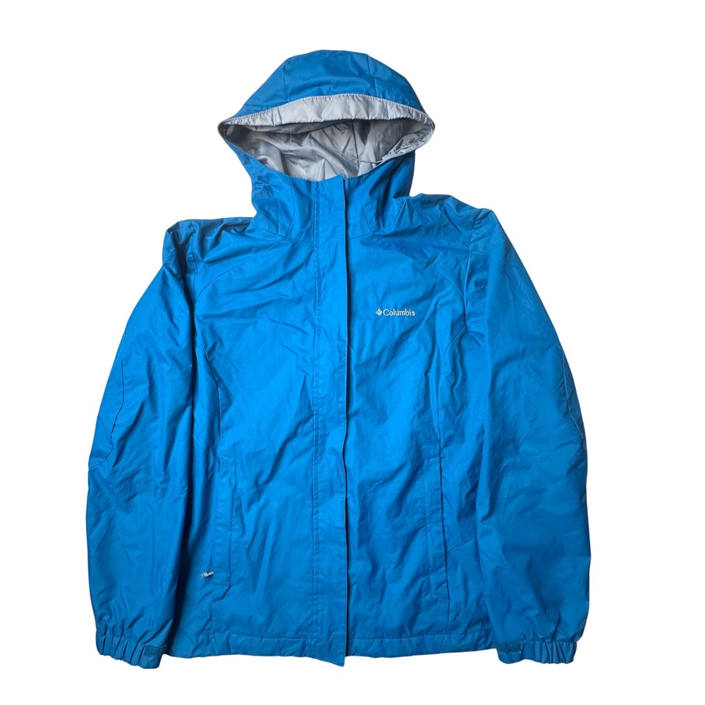 Columbia Rain Jacket Womens XL Blue Switchback Waterproof Hooded Outdoor Lined